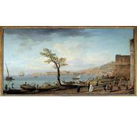 PMEFGJDPE Dipinti Famosi Arte Stampa Tela Stampa di Immagini Tela Vista del Golfo de Nápoles Pintura de Claude Vernet per la Decorazione Della Parete 60x90cm