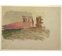PMEFGJDPE Dipinti Famosi Arte su Tela Pittura Astratta Bosquejo rápido del templo de Corinto por Frederic Edwin Church per Decorazioni per la Casa 60x90cm