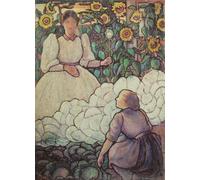 PMEFGJDPE Dipinti Famosi Arte su Tela Pittura Astratta Cenicienta y su madrina de Lucien Pissarro per Decorazioni per la Casa 60x90cm