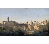 PMEFGJDPE Dipinti Famosi Arte su Tela Pittura Astratta El foro visto desde los jardines Farnese de Jean Baptiste Camille Corot per Decorazioni per la Casa 60x90cm