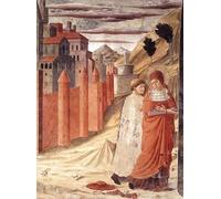 PMEFGJDPE Dipinti Famosi Arte su Tela Pittura Astratta la partida de san de Antioquía Benozzo Di Lese Di Sandro Gozzoli per Decorazioni per la Casa 60x90cm