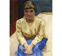PMEFGJDPE Dipinti Famosi Arte su Tela Pittura Astratta Niña sentada con las manos cruzadas Jeune Fille Assise the Mans Croisees de Pierre Bonnard per Decorazioni per la Casa 60x90cm