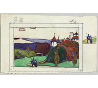 PMEFGJDPE Dipinti Famosi Arte su Tela Pittura Astratta Paisaje con pareja en traje verso medieval: Fragmento de un caballero con armadura de Wassily Kandinsky per Decorazioni per la Casa 60x90cm