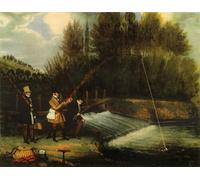 PMEFGJDPE Dipinti Famosi Arte su Tela Pittura Astratta Pescando al lucio en el río Lea por Pollard per Decorazioni per la Casa 60x90cm