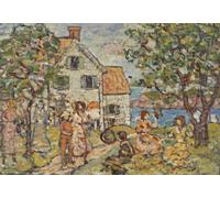 PMEFGJDPE Dipinti Famosi Arte su Tela Pittura Astratta Playa y dos casas de Maurice Brazil Prendergast per Decorazioni per la Casa 60x90cm