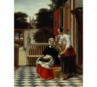 PMEFGJDPE Dipinti Famosi Arte su Tela Pittura Astratta una amante y su doncella de pieter de hooch per Decorazioni per la Casa 60x90cm
