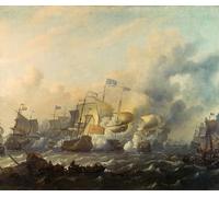PMEFGJDPE Dipinti Famosi Arte su Tela Pittura Astratta una batalla naval entre holandeses e ingleses por Ludolf Backhuysen per Decorazioni per la Casa 60x90cm
