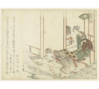 PMEFGJDPE Dipinti Famosi Arte su Tela Pittura Astratta una mujer cortando verduras de Ryuryukyo Shinsai per Decorazioni per la Casa 60x90cm