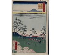 PMEFGJDPE Dipinti Famosi Poster Murale Poster Parete Quadri Cien Celebres de Edo Vista al norte desde Asukayama por Utagawa Hiroshige per la Decorazione Domestica dell'ufficio 60x90cm