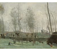 PMEFGJDPE Dipinti Famosi Poster Murale Poster Parete Quadri Lavanderas en un bosque de sauces de Jean Baptiste Camille Corot per la Decorazione Domestica dell'ufficio 60x90cm