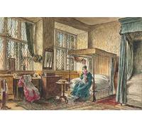 PMEFGJDPE Dipinti Famosi Poster Murale Poster Parete Quadri Miss Moore cosiendo en su dormitorio Hardwick Hall Derbyshire por William Henry Hunt per la Decorazione Domestica dell'ufficio 60x90cm