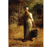 PMEFGJDPE Dipinti Famosi Poster Murale Poster Parete Quadri Mujer que lleva leña y un cubo de Jean Francois Millets per la Decorazione Domestica dell'ufficio 60x90cm