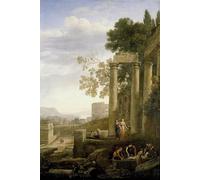 PMEFGJDPE Dipinti Famosi Poster Murale Poster Parete Quadri Paisaje con el Entierro de Santa Serapia de Claude Lorrain per la Decorazione Domestica dell'ufficio 60x90cm