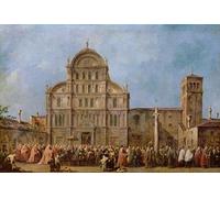 PMEFGJDPE Dipinti Famosi Poster Murale Poster Parete Quadri Procesión de Pascua del Dogo de En la Iglesia de San Zaccaria de Francesco Guardi per la Decorazione Domestica dell'ufficio 60x90cm