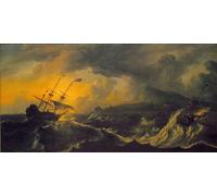PMEFGJDPE Dipinti Famosi Poster Murale Poster Parete Quadri Tormenta en una montaña de Ludolf Backhuysen per la Decorazione Domestica dell'ufficio 60x90cm