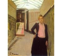 PMEFGJDPE Dipinti Famosi Poster Murale Poster Parete Quadri Vendedor de boletos en el salón de baile Moulin De La Galette por un artista famoso per la Decorazione Domestica dell'ufficio 60x90cm