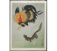 PMEFGJDPE Dipinti Famosi Stampa Pittura Arte Murale Della Pittura Cinco gaviotas sobre roca en el mar de Ohara Koson per L'arredamento del Soggiorno 60x90cm