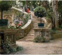 PMEFGJDPE Dipinti Famosi Stampa Pittura Arte Murale Della Pittura en el Parque de la Villa Deste por Peder Monsted per L'arredamento del Soggiorno 60x90cm
