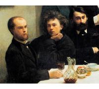 PMEFGJDPE Dipinti Famosi Stampa Pittura Arte Murale Della Pittura Esquina de la mesa De izquierda a derecha Paul Verlaine Arthur Rimbaud Elzear Bonnier per L'arredamento del Soggiorno 60x90cm