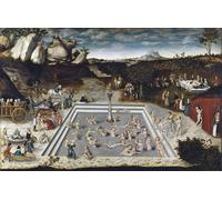 PMEFGJDPE Dipinti Famosi Stampa Pittura Arte Murale Della Pittura Fuente de la Juventud de Lucas el Viejo Cranach per L'arredamento del Soggiorno 60x90cm