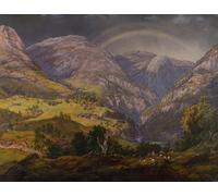 PMEFGJDPE Dipinti Famosi Stampa Pittura Arte Murale Della Pittura Vista desde Stalheim Fra Stalheim de Johan Christian Dahl per L'arredamento del Soggiorno 60x90cm