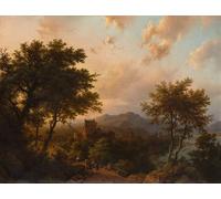 PMEFGJDPE Dipinti Famosi Stampa Tela Poster Artistico Poster Atardecer en el Rin de Barend Cornelis Koekkoek per L'arredamento Della Camera da Letto 60x90cm