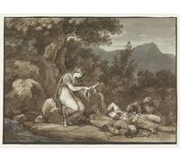 PMEFGJDPE Dipinti Famosi Stampa Tela Poster Artistico Poster Colma lamentando la muerte de Salgar y su hermano de Bartolomeo Pinelli per L'arredamento Della Camera da Letto 60x90cm