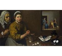 PMEFGJDPE Dipinti Famosi Stampa Tela Poster Artistico Poster Cristo en la casa de Marta y María de Diego Rodríguez De Y Velázquez per L'arredamento Della Camera da Letto 60x90cm