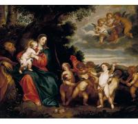 PMEFGJDPE Dipinti Famosi Stampa Tela Poster Artistico Poster Descanso durante la huida a Egipto de Anthony Van Dyck per L'arredamento Della Camera da Letto 60x90cm
