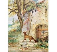 PMEFGJDPE Dipinti Famosi Stampa Tela Poster Artistico Poster El animal y las uvas Ilustración para 'fábulas de Jules David per L'arredamento Della Camera da Letto 60x90cm