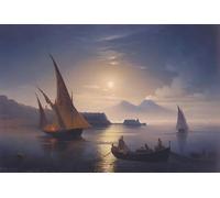 PMEFGJDPE Dipinti Famosi Stampa Tela Poster Artistico Poster la bahía de Nápoles a la luz de la luna Ivaninovich Ayvazovsky per L'arredamento Della Camera da Letto 60x90cm