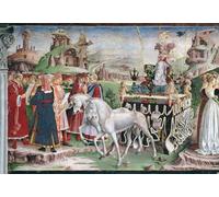 PMEFGJDPE Dipinti Famosi Stampa Tela Poster Artistico Poster la Marcha de Minerva De la Sala de los Meses Detalle del Carro de Francesco Del Cossa per L'arredamento Della Camera da Letto 60x90cm