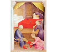 PMEFGJDPE Dipinti Famosi Stampa Tela Poster Artistico Poster San Nicolás y las tres pobres doncellas de Gentile Da Fabriano per L'arredamento Della Camera da Letto 60x90cm