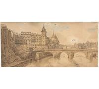 PMEFGJDPE Dipinti Famosi Stampa Tela Poster Artistico Poster una selección de veinte de las vistas más pintorescas de París de Girtin per L'arredamento Della Camera da Letto 60x90cm