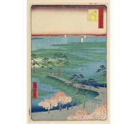PMEFGJDPE Famoso Arte Stampa Tela Stampa di Immagini Tela Antiguo Santuario Hachiman Sunamura por Ando Hiroshige per la Decorazione Della Parete 60x90cm