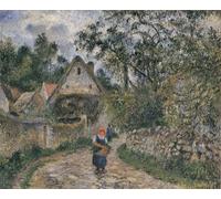 PMEFGJDPE Famoso Arte Stampa Tela Stampa di Immagini Tela Cabaña con techo de paja en Valhermeil por Camille Jacob Pissarro per la Decorazione Della Parete 60x90cm