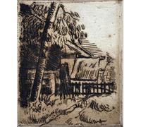 PMEFGJDPE Famoso Arte Stampa Tela Stampa di Immagini Tela Casa en Auvers Acerca de Oise Grabado de Paul Cézanne per la Decorazione Della Parete 60x90cm