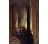 PMEFGJDPE Famoso Arte Stampa Tela Stampa di Immagini Tela Caverna Oscura de Hermann Hendrich per la Decorazione Della Parete 60x90cm