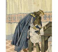 PMEFGJDPE Famoso Arte Stampa Tela Stampa di Immagini Tela El rey Carlomagno educa a un niño pequeño e inventa la escuela en Francia Su historia contada per la Decorazione Della Parete 60x90cm