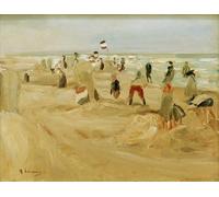 PMEFGJDPE Famoso Arte Stampa Tela Stampa di Immagini Tela en la playa de Noordwijk de Max Liebermann per la Decorazione Della Parete 60x90cm
