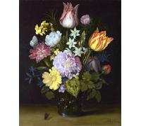 PMEFGJDPE Famoso Arte Stampa Tela Stampa di Immagini Tela Flores en un jarrón de Ambrosius Bosschaert el Viejo per la Decorazione Della Parete 60x90cm
