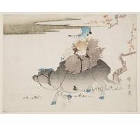 PMEFGJDPE Famoso Arte Stampa Tela Stampa di Immagini Tela Ganadero y una vaca de Utagawa Hiroshige per la Decorazione Della Parete 60x90cm