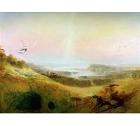 PMEFGJDPE Famoso Arte Stampa Tela Stampa di Immagini Tela la ciudad y el río de la dicha de John Mrtinss per la Decorazione Della Parete 60x90cm