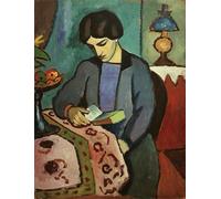 PMEFGJDPE Famoso Arte Stampa Tela Stampa di Immagini Tela la esposa del artista de August Macke per la Decorazione Della Parete 60x90cm