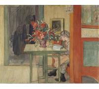 PMEFGJDPE Famoso Arte Stampa Tela Stampa di Immagini Tela Lisbeth Lisant Lisbeth Lectura de Carl Larsson per la Decorazione Della Parete 60x90cm