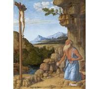 PMEFGJDPE Famoso Arte Stampa Tela Stampa di Immagini Tela Santo en el desierto de Battista Cima Da Conegliano per la Decorazione Della Parete 60x90cm