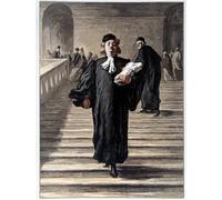 PMEFGJDPE Famoso Arte Stampa Tela Stampa di Immagini Tela un abogado vestido en el palacio de justicia Litografía de Honoré Daumier per la Decorazione Della Parete 60x90cm