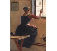 PMEFGJDPE Famoso Arte Stampa Tela Stampa di Immagini Tela una niña en Jutlandia escribiendo el nombre de su amado en una ventana empañada por Christen Dalsgaard per la Decorazione Della Parete 60x90cm