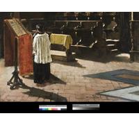 PMEFGJDPE Famoso Arte su Tela Pittura Astratta el Coro de la Iglesia de Sant'antonio en Milán por Giovann Segantini per Decorazioni per la Casa 60x90cm