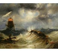 PMEFGJDPE Famoso Arte su Tela Pittura Astratta el faro tormenta furiosa por carmichael per Decorazioni per la Casa 60x90cm